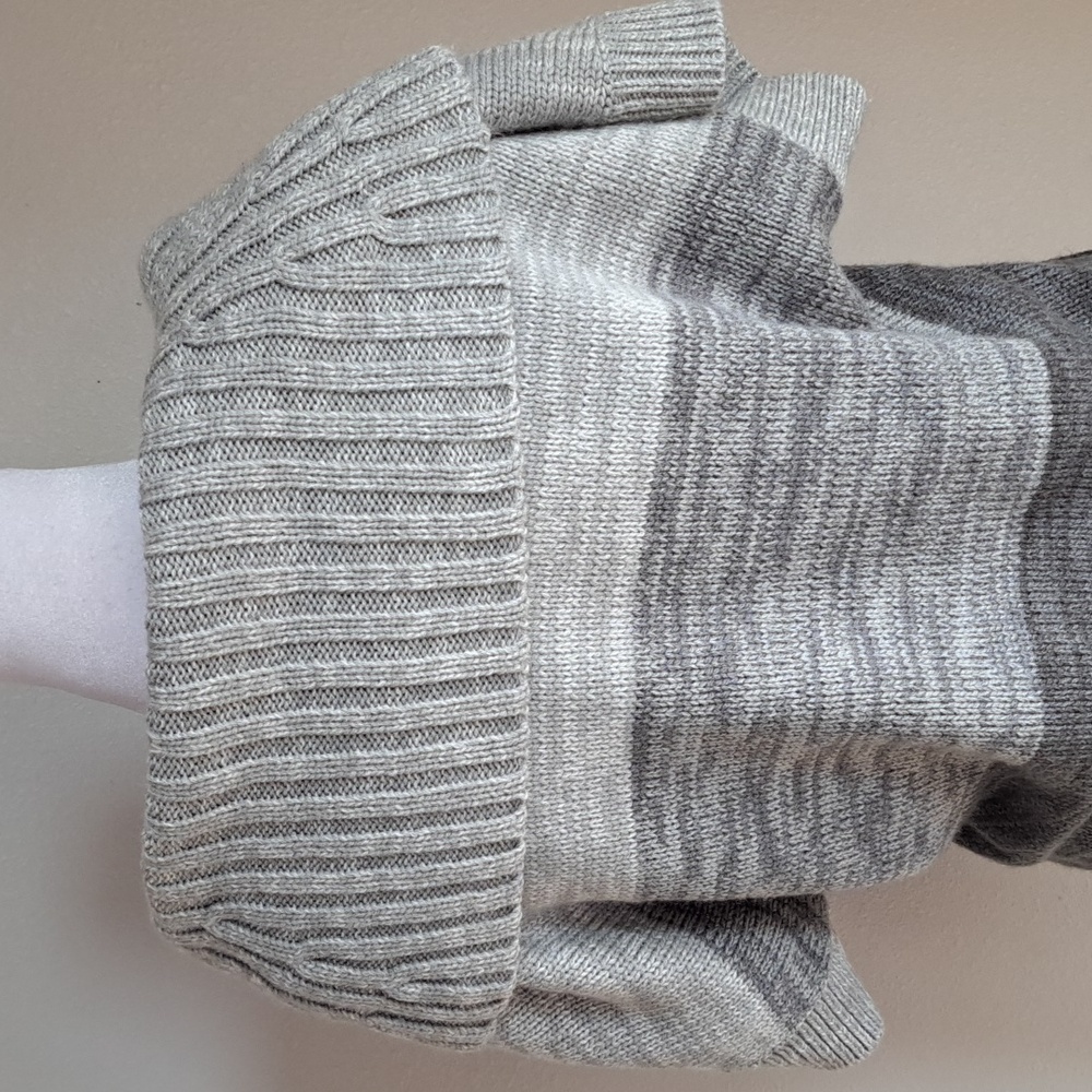 Karen Scott Gray Convertible Cowl Neck Acrylic Knit Sweater Shirt Medium - Picture 7 of 11